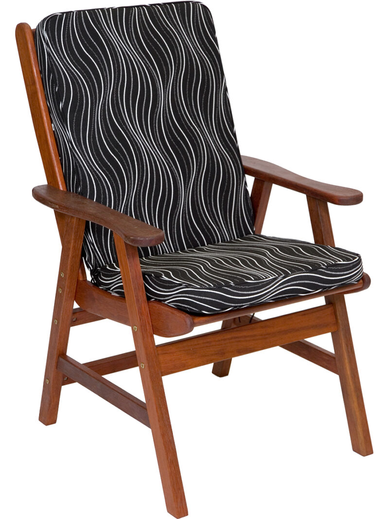 Sunproof Outdoor High Back Cushion Black Windsor for Kwila Outdoor Furniture